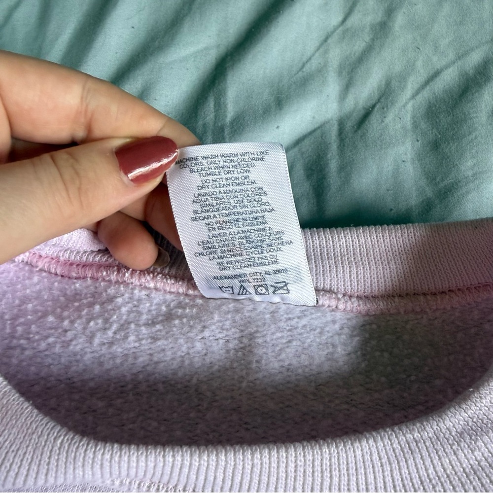 Vintage Jerzees Light Pink Fleece Oversized Sweatshirt Embroidered Garden Bees - Picture 5 of 6